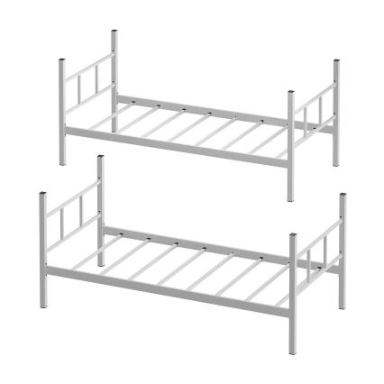 MAVEN Metal Bunk Bed 90x200 cm, White — Weight Capacity 2 x 100 kg