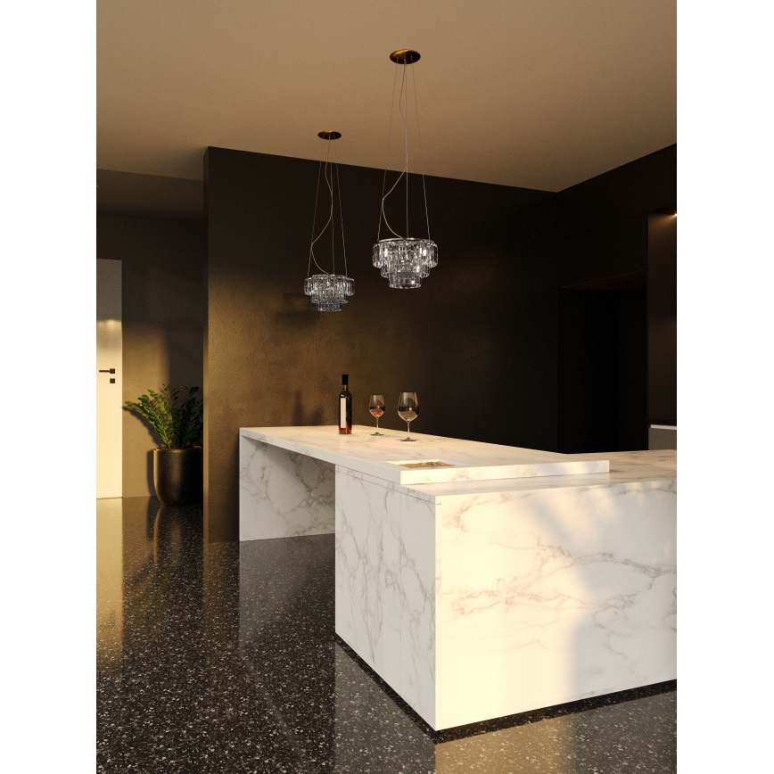 MAXLIGHT P0259 - Chandelier on a string MONACO 9xG9/40W/230V d. 42 cm shiny chrome