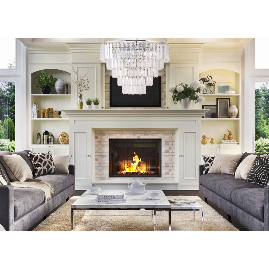 MAXLIGHT P0260 - Chandelier on a string MONACO 15xG9/40W/230V d. 60 cm shiny chrome