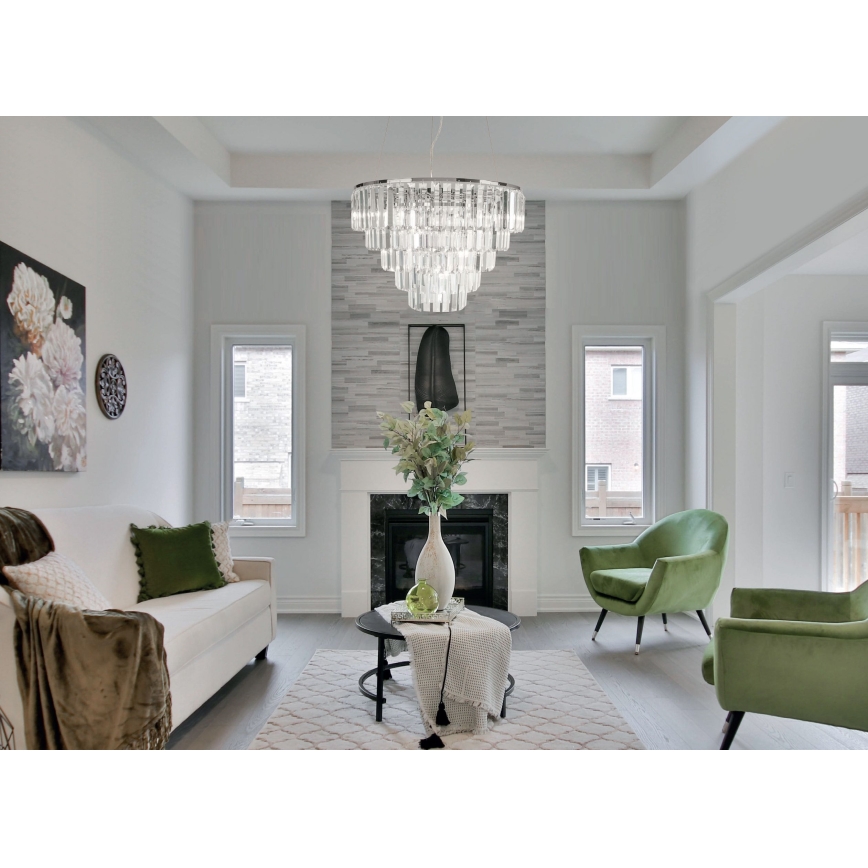 MAXLIGHT P0260 - Chandelier on a string MONACO 15xG9/40W/230V d. 60 cm shiny chrome