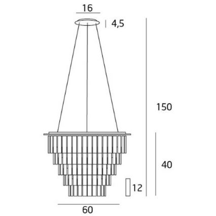 MAXLIGHT P0260 - Chandelier on a string MONACO 15xG9/40W/230V d. 60 cm shiny chrome