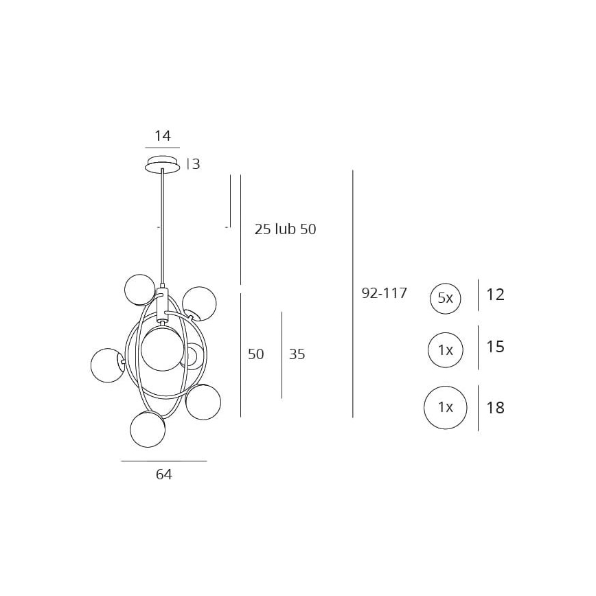MAXLIGHT P0378 - Chandelier on a pole COSMOS 7xG9/40W/230V gold