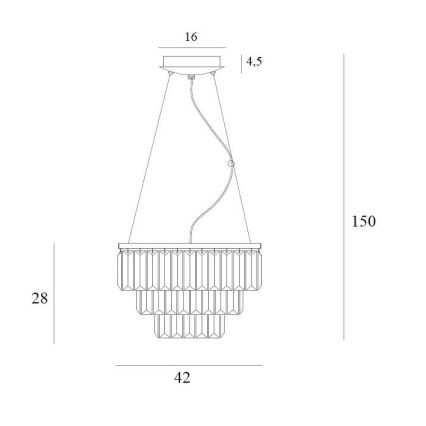 MAXLIGHT P0423 - Chandelier on a string MONACO 9xG9/40W/230V d. 42 cm gold