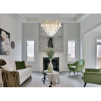 MAXLIGHT P0424 - Chandelier on a string MONACO 15xG9/40W/230V d. 60 cm gold