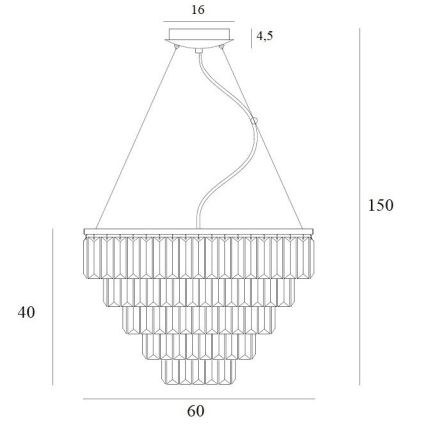 MAXLIGHT P0424 - Chandelier on a string MONACO 15xG9/40W/230V d. 60 cm gold