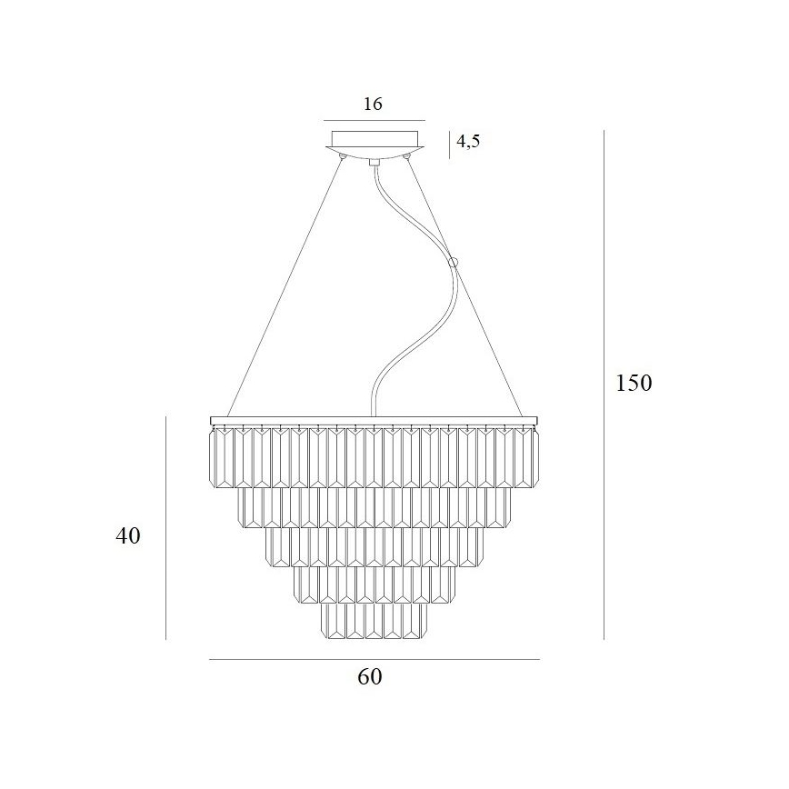 MAXLIGHT P0424 - Chandelier on a string MONACO 15xG9/40W/230V d. 60 cm gold