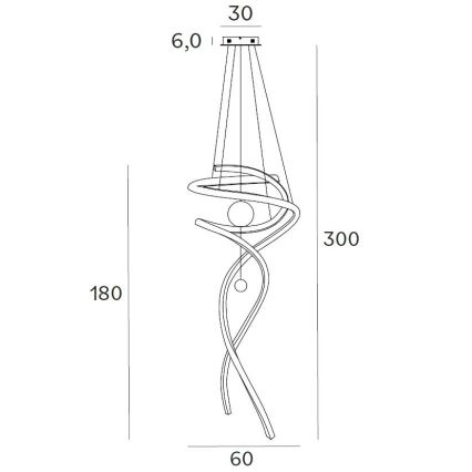 MAXLIGHT P0427D - LED Dimmable chandelier on a string RITZ LED/100W/230V d. 60 cm CRI 90 gold