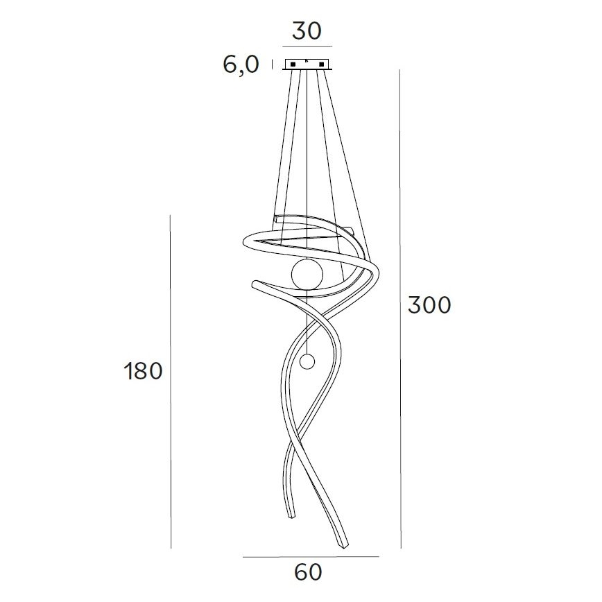 MAXLIGHT P0482D - LED Dimmable chandelier on a string RITZ LED/100W/230V d. 60 cm CRI 90 shiny chrome