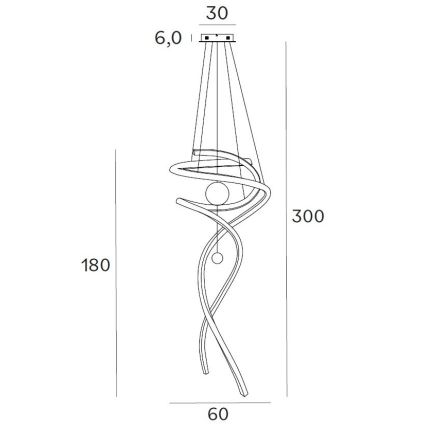 MAXLIGHT P0483D - LED Dimmable chandelier on a string RITZ LED/100W/230V d. 60 cm CRI 90 brass