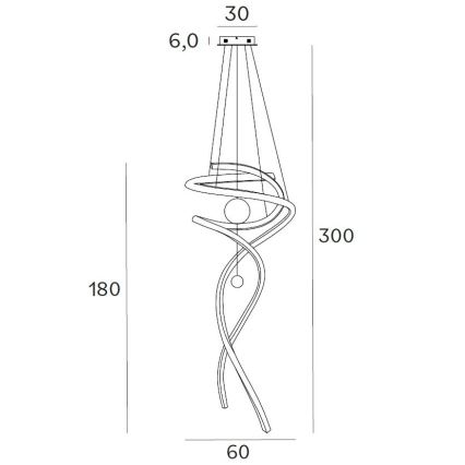 MAXLIGHT P0500D - LED Dimmable chandelier on a string RITZ LED/100W/230V d. 60 cm CRI 90 black