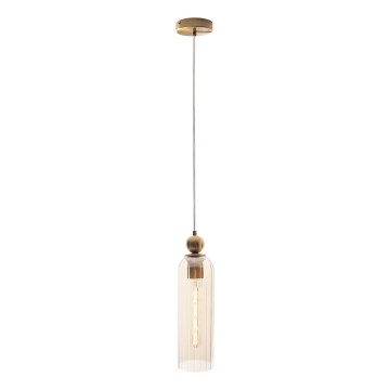 MAXLIGHT P0510 - Chandelier on a string CAMPANILA 1xE27/40W/230V d. 10 cm brass/beige