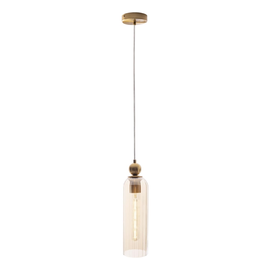 MAXLIGHT P0510 - Chandelier on a string CAMPANILA 1xE27/40W/230V d. 10 cm brass/beige