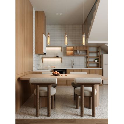 MAXLIGHT P0510 - Chandelier on a string CAMPANILA 1xE27/40W/230V d. 10 cm brass/beige