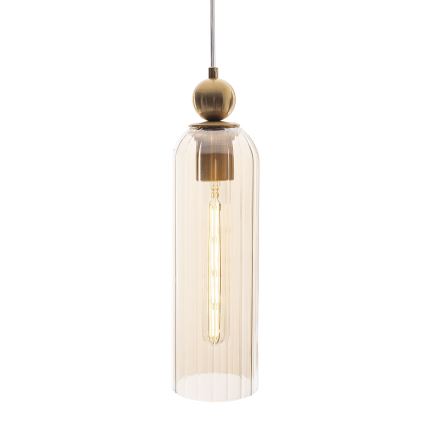 MAXLIGHT P0510 - Chandelier on a string CAMPANILA 1xE27/40W/230V d. 10 cm brass/beige