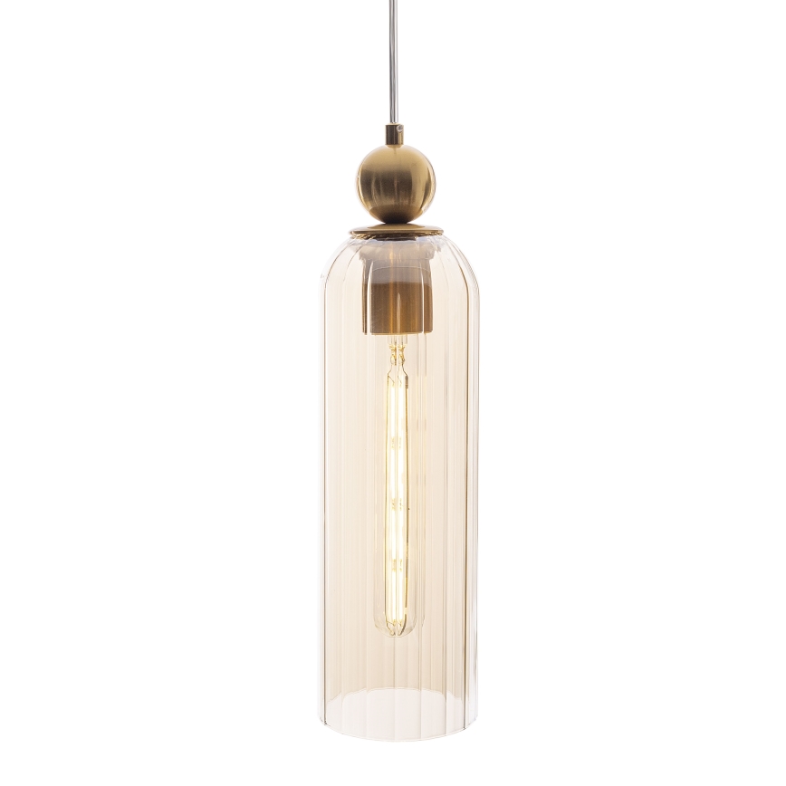 MAXLIGHT P0510 - Chandelier on a string CAMPANILA 1xE27/40W/230V d. 10 cm brass/beige