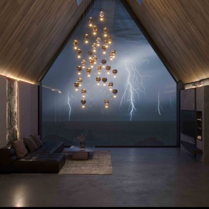 MAXLIGHT P0526D - LED Dimmable chandelier on a string PALLONCINI 11xLED/6W/230V d. 45 cm clear/beige/smoky