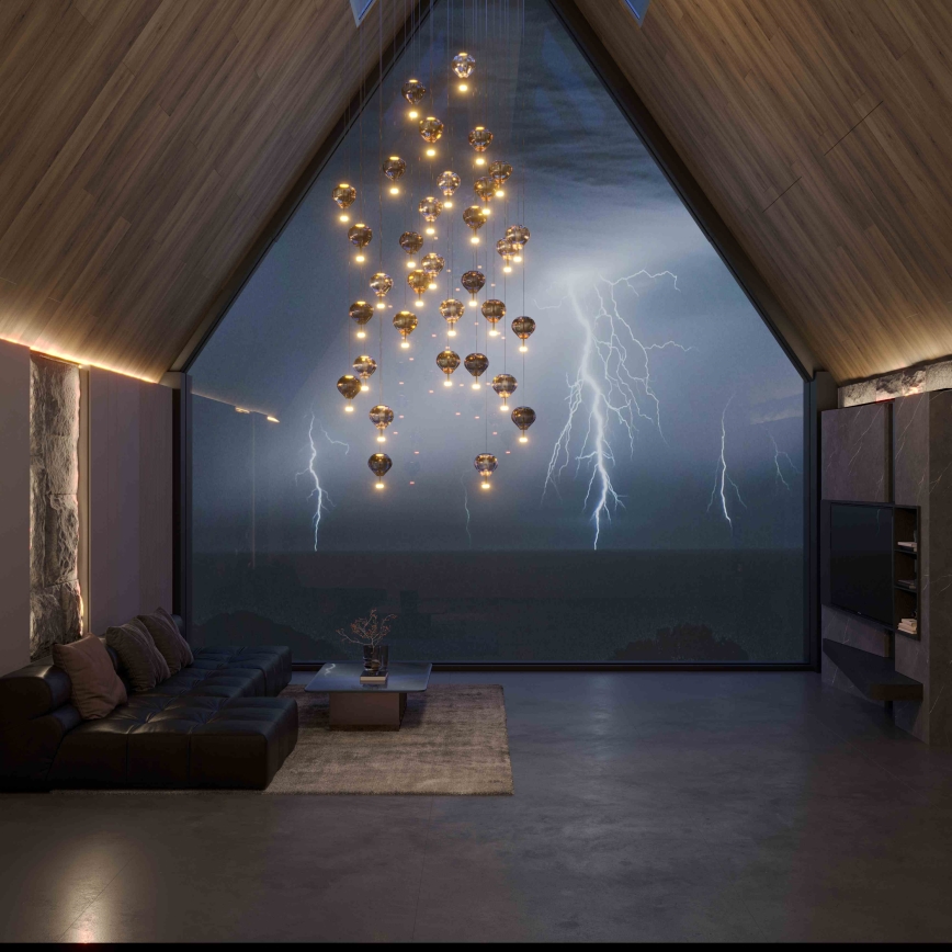 MAXLIGHT P0526D - LED Dimmable chandelier on a string PALLONCINI 11xLED/6W/230V d. 45 cm clear/beige/smoky
