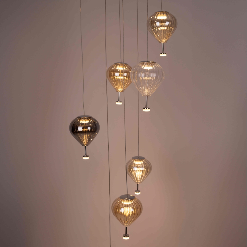 MAXLIGHT P0526D - LED Dimmable chandelier on a string PALLONCINI 11xLED/6W/230V d. 45 cm clear/beige/smoky