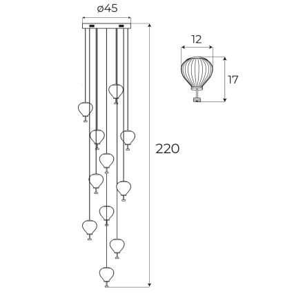 MAXLIGHT P0526D - LED Dimmable chandelier on a string PALLONCINI 11xLED/6W/230V d. 45 cm clear/beige/smoky