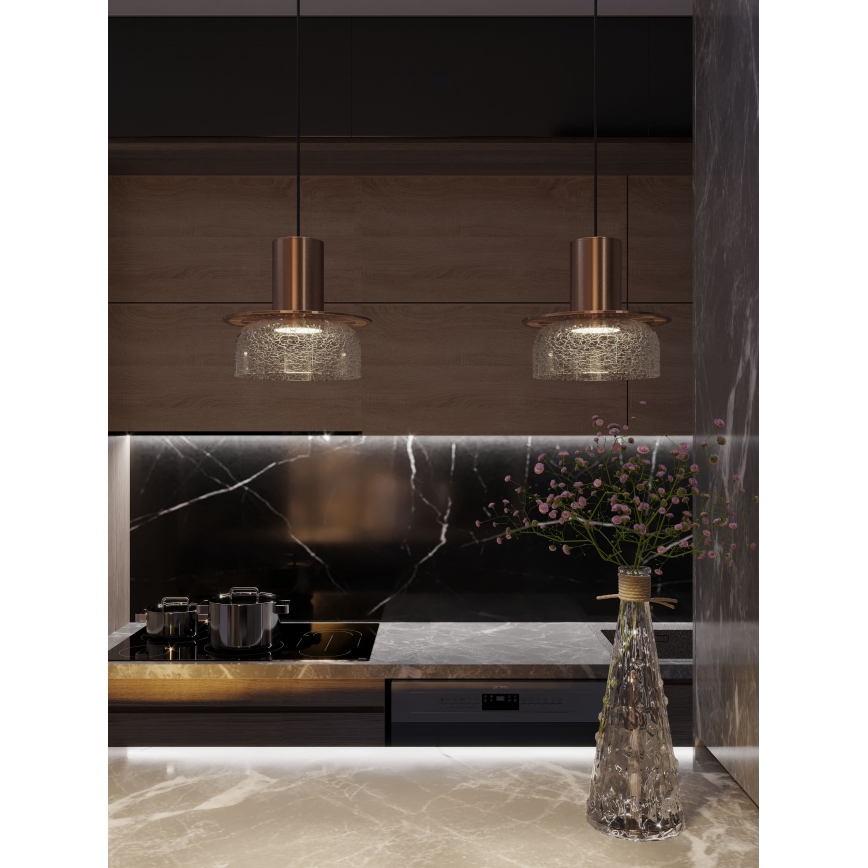 MAXLIGHT P0530 - LED Chandelier on a string SIGNATURE LED/8W/230V d. 15 cm brass/clear