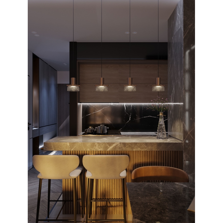 MAXLIGHT P0530 - LED Chandelier on a string SIGNATURE LED/8W/230V d. 15 cm brass/clear