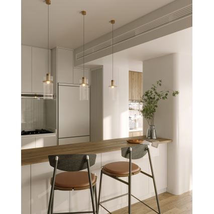 MAXLIGHT P0531 - LED Chandelier on a string SIGNATURE LED/8W/230V d. 15 cm brass/clear