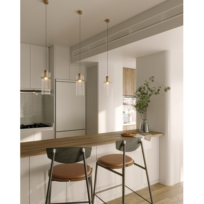 MAXLIGHT P0531 - LED Chandelier on a string SIGNATURE LED/8W/230V d. 15 cm brass/clear