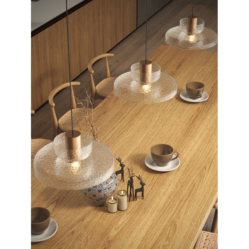 MAXLIGHT P0532 - LED Chandelier on a string SIGNATURE LED/8W/230V d. 22 cm brass/clear