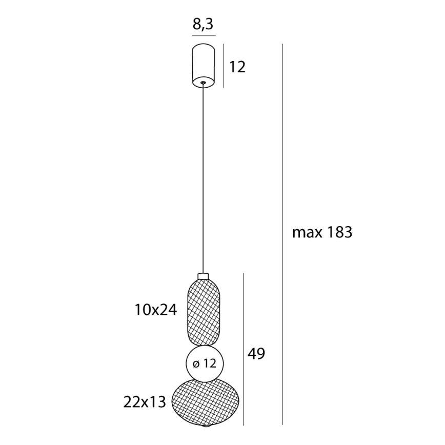 MAXLIGHT P0591 - LED Chandelier on a string BORA LED/10W/230V d. 22 cm white/black