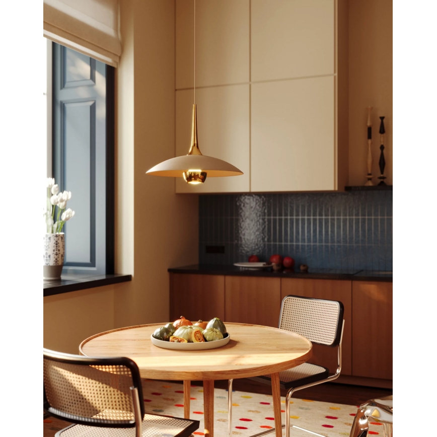 MAXLIGHT P0674 - LED Chandelier on Cable MANUKA LED/12W/230V Ø 28 cm gold/beige