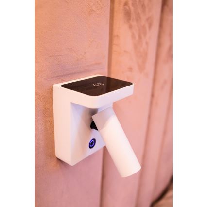 MAXLIGHT W0373 - LED Wall spotlight with wireless charging LOFER LED/7W/230V white