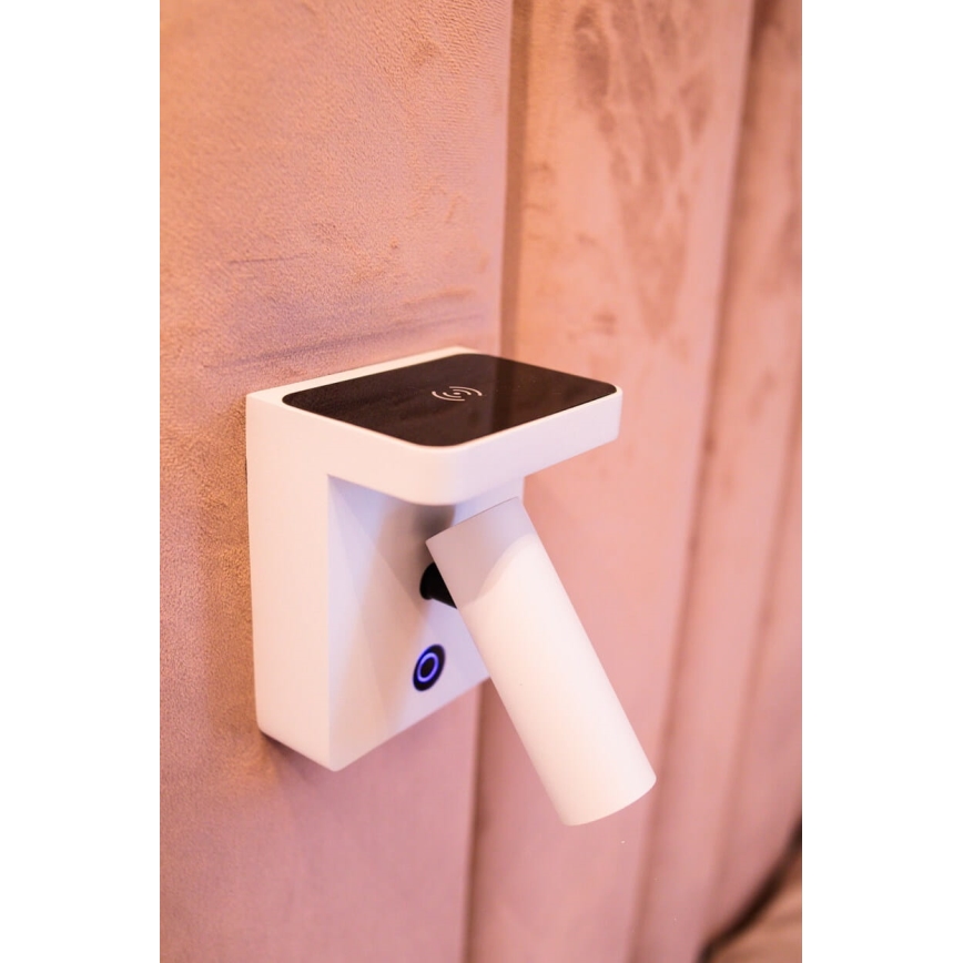 MAXLIGHT W0373 - LED Wall spotlight with wireless charging LOFER LED/7W/230V white
