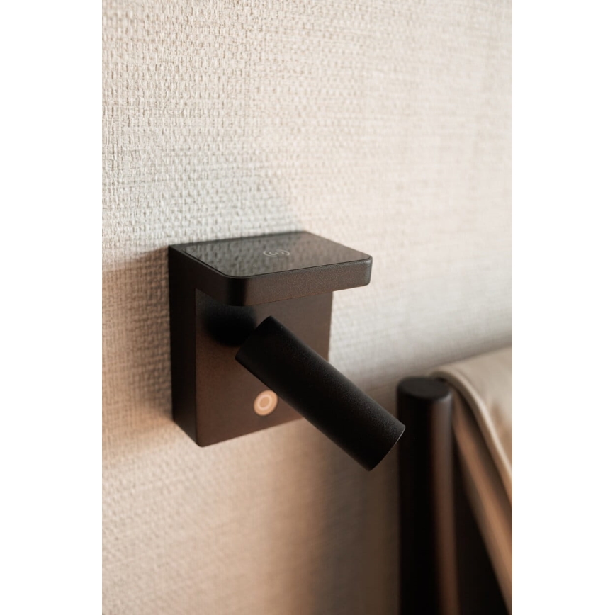 MAXLIGHT W0374 - LED Wall spotlight with wireless charging LOFER LED/7W/230V black