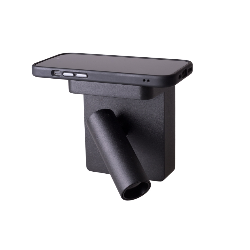 MAXLIGHT W0374 - LED Wall spotlight with wireless charging LOFER LED/7W/230V black