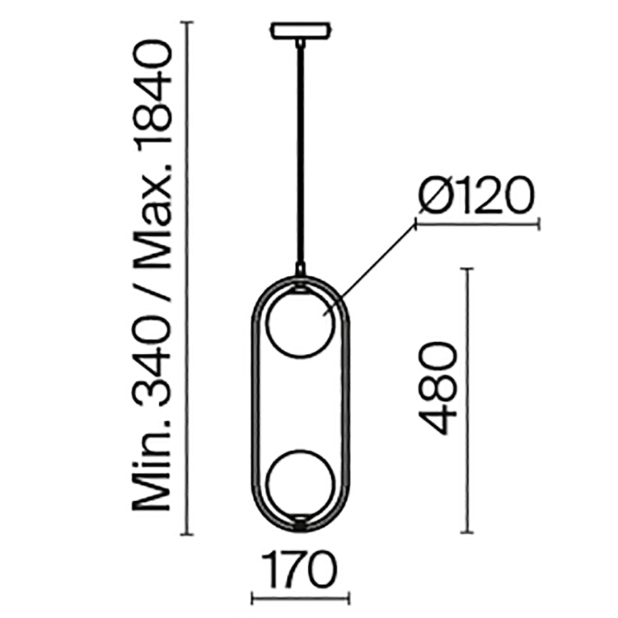 Maytoni MOD013PL-02BS1 - Chandelier on a string RING 2xG9/25W/230V brass