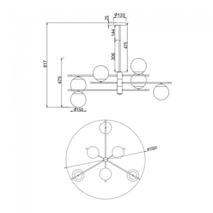 Maytoni MOD048PL-06G - Chandelier on a pole NOSTALGIA 6xE14/40W/230V