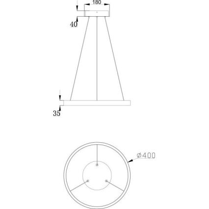 Maytoni MOD058PL-L22BS3K - LED Chandelier on a string RIM LED/25W/230V 3000K d. 40 cm gold