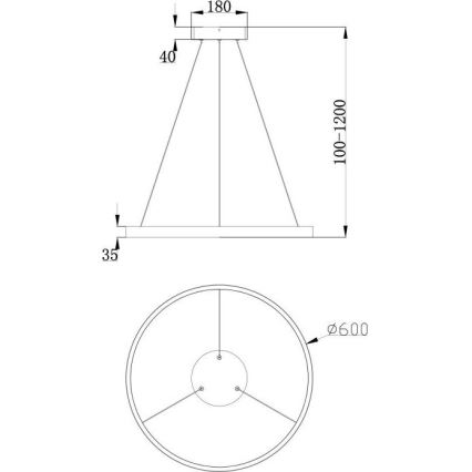 Maytoni MOD058PL-L32B3K - LED Chandelier on a string RIM LED/37W/230V 3000K d. 60 cm black