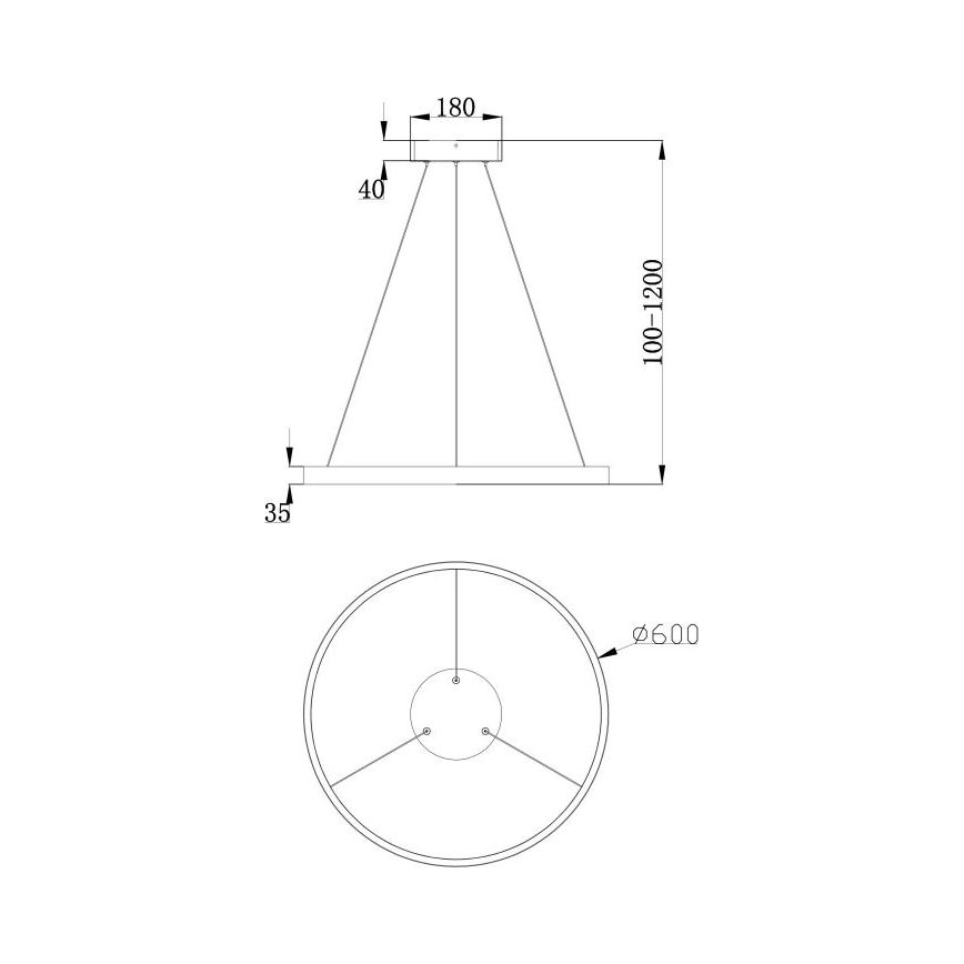 Maytoni MOD058PL-L32B3K - LED Chandelier on a string RIM LED/37W/230V 3000K d. 60 cm black