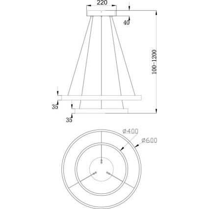 Maytoni MOD058PL-L55B3K - LED Chandelier on a string RIM LED/61W/230V 3000K d. 60 cm black