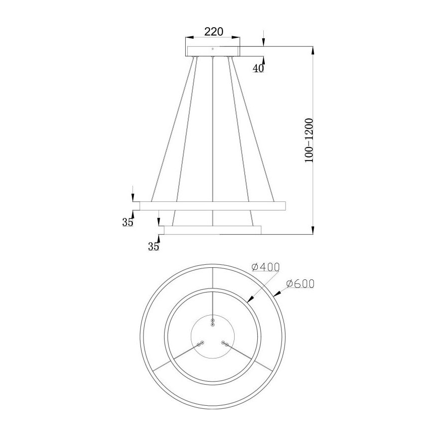 Maytoni MOD058PL-L55B3K - LED Chandelier on a string RIM LED/61W/230V 3000K d. 60 cm black