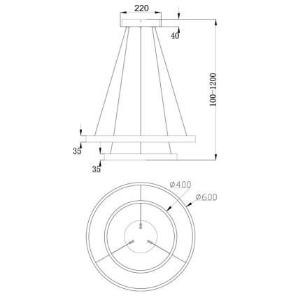 Maytoni MOD058PL-L55BS3K - LED Chandelier on a string RIM LED/61W/230V 3000K d. 60 cm gold
