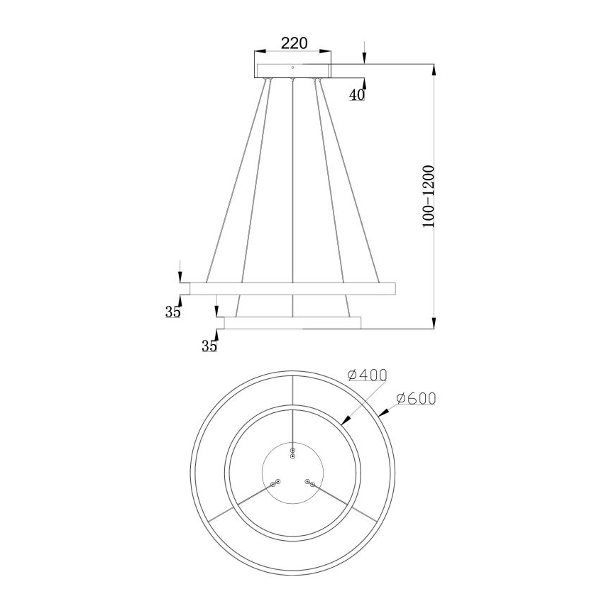 Maytoni MOD058PL-L55BS3K - LED Chandelier on a string RIM LED/61W/230V 3000K d. 60 cm gold