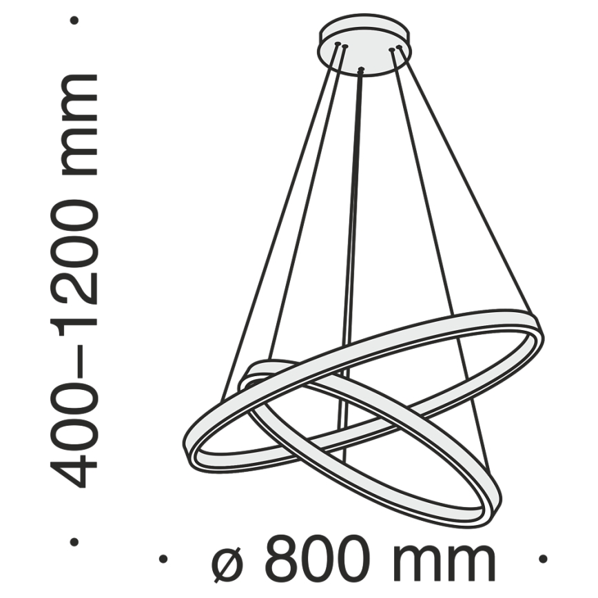 Maytoni MOD058PL-L74B3K - LED Chandelier on a string RIM LED/88W/230V 3000K d. 80 cm black