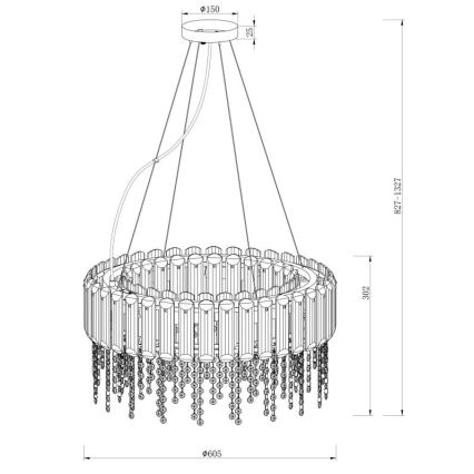 Maytoni MOD097PL-08CH - Chandelier on a string HAIL 8xE14/40W/230V d. 60,5 cm shiny chrome