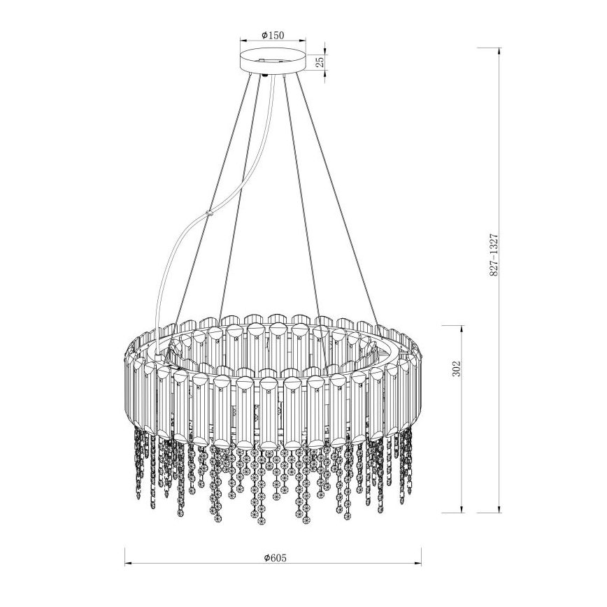 Maytoni MOD097PL-08CH - Chandelier on a string HAIL 8xE14/40W/230V d. 60,5 cm shiny chrome