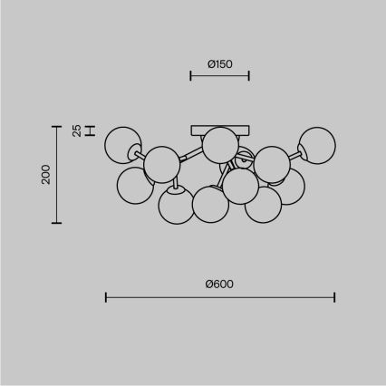 Maytoni MOD545CL-12B - DALLAS ceiling light, 12× G9 (max. 28 W), 230 V, black / smoked glass