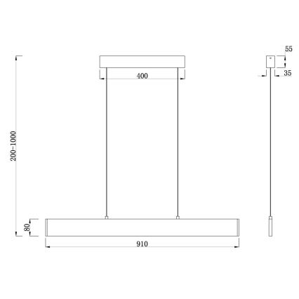 Maytoni P010PL-L23B4K - LED Chandelier on a string STEP LED/23W/230V 4000K 91 cm black