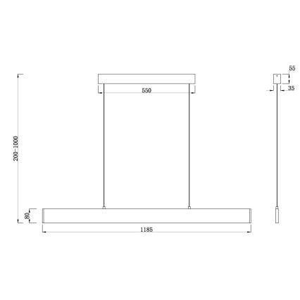 Maytoni P010PL-L30B4K - LED Chandelier on a string STEP LED/30W/230V 4000K 118,5 cm black