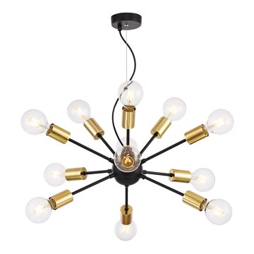 Maytoni T546PL-12B - JACKSON cable-suspended chandelier 12xE27/7W/230V Black/Gold